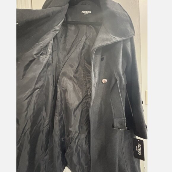 WOMEN'S GUESS BELTED DOUBLE BREASTED WOOL BLEND PEA COAT 22QMP510 LARGE GRAY NWT - Picture 5 of 11